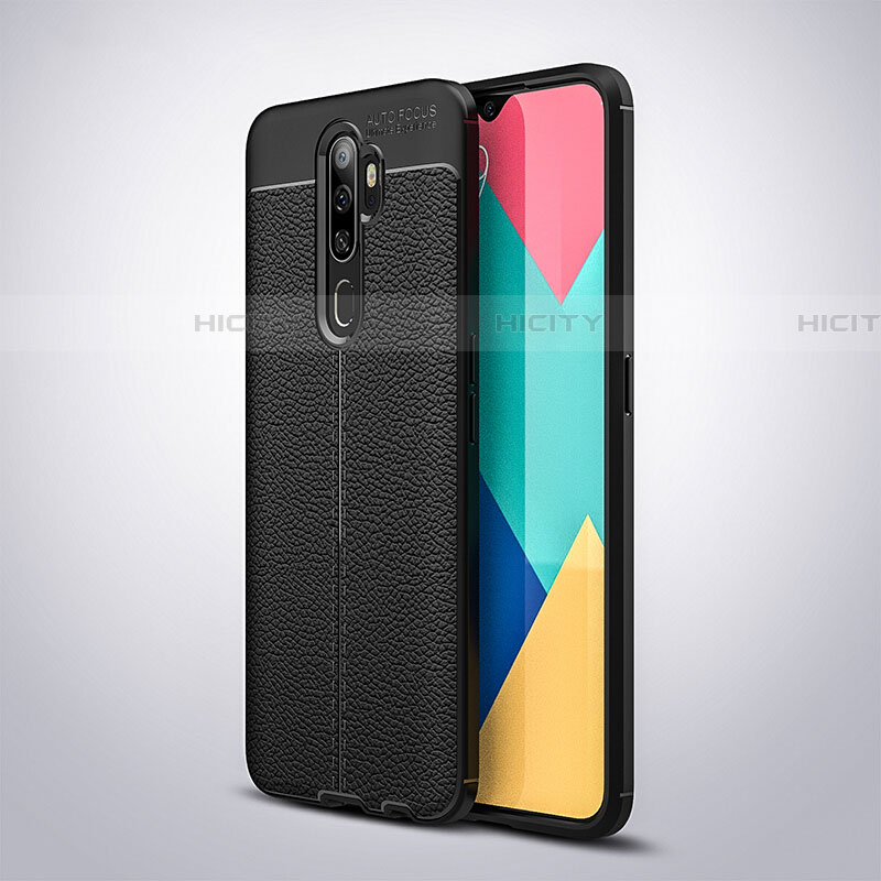 Silikon Hülle Handyhülle Gummi Schutzhülle Leder Tasche S08 für Oppo A9 (2020) Schwarz Plus