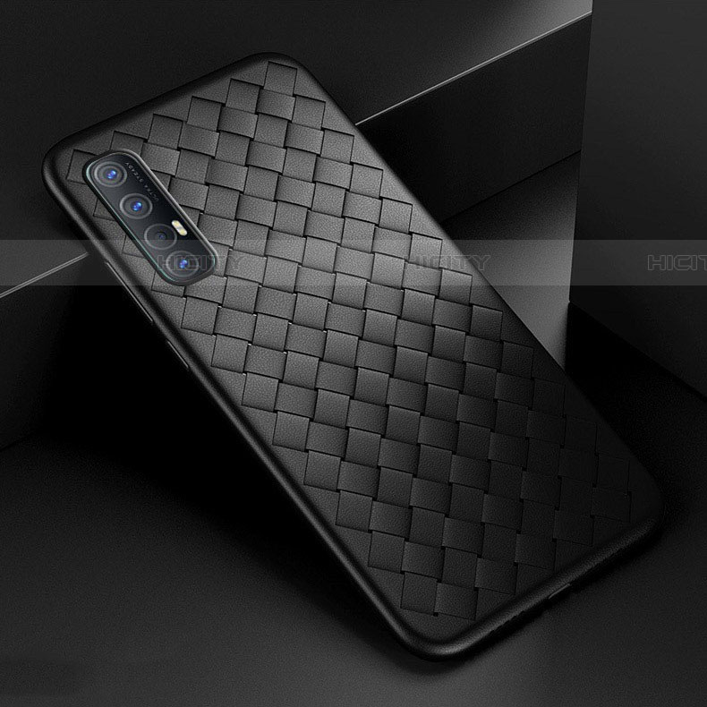 Silikon Hülle Handyhülle Gummi Schutzhülle Leder Tasche S08 für Oppo Find X2 Neo Schwarz Plus