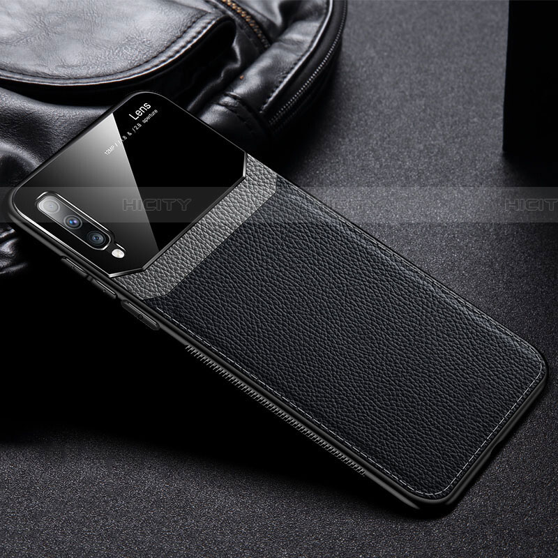 Silikon Hülle Handyhülle Gummi Schutzhülle Leder Tasche Z01 für Samsung Galaxy A70 Schwarz