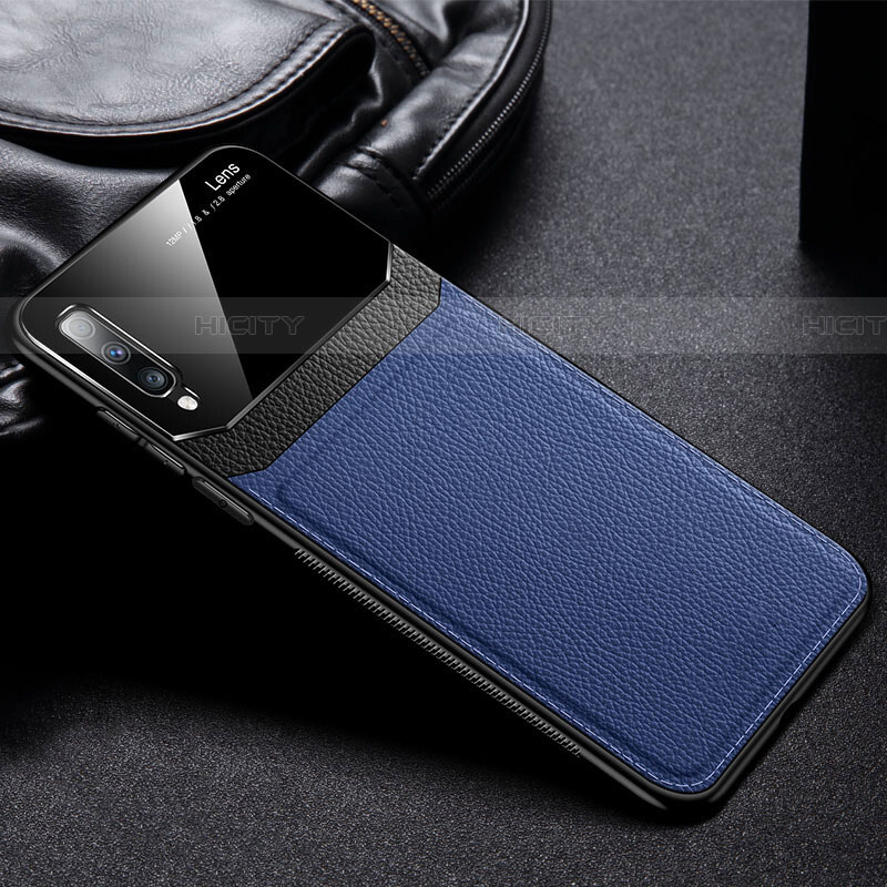 Silikon Hülle Handyhülle Gummi Schutzhülle Leder Tasche Z01 für Samsung Galaxy A70S Blau