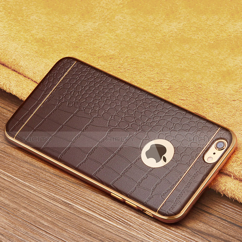Silikon Hülle Handyhülle Gummi Schutzhülle Leder W01 für Apple iPhone 6 Braun groß