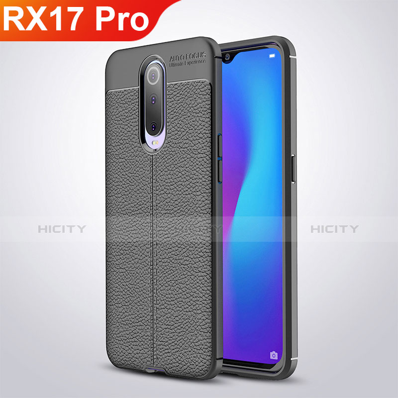 Silikon Hülle Handyhülle Gummi Schutzhülle Leder W01 für Oppo RX17 Pro Schwarz