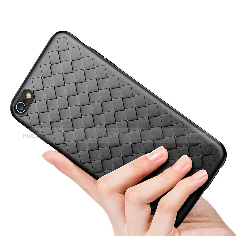 Silikon Hülle Handyhülle Gummi Schutzhülle Leder W02 für Apple iPhone 6 Plus Schwarz groß