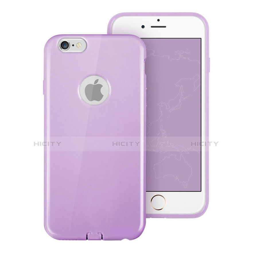 Silikon Hülle Handyhülle Gummi Schutzhülle Loch für Apple iPhone 6 Plus Violett