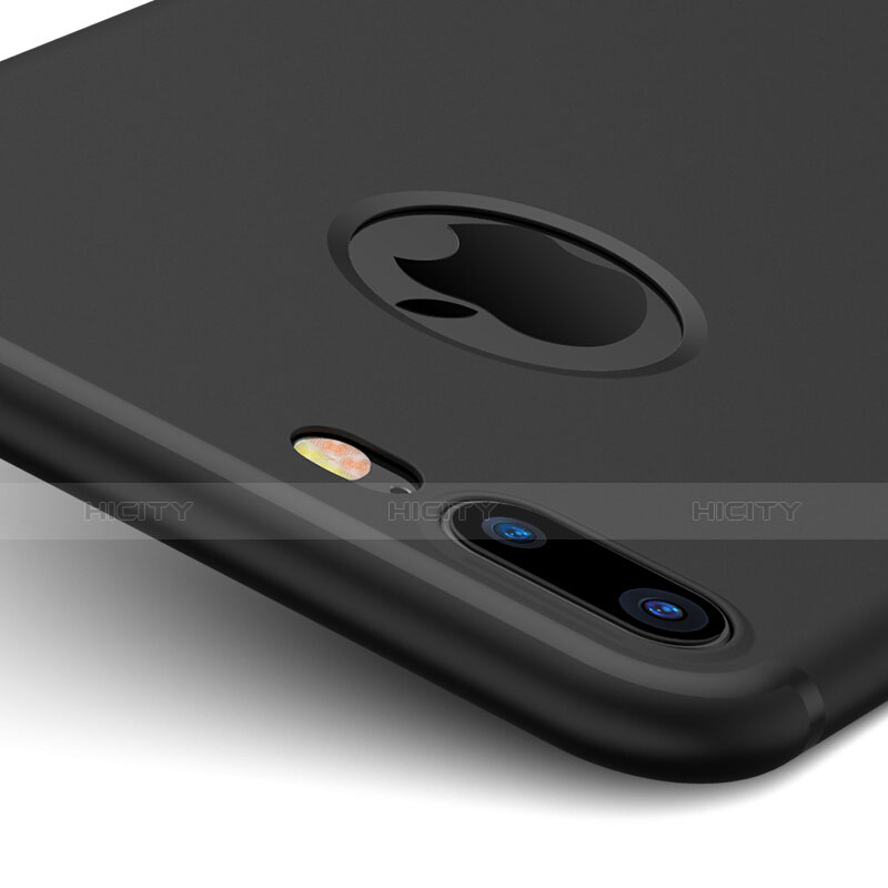 Silikon Hülle Handyhülle Gummi Schutzhülle Loch für Apple iPhone 7 Plus Schwarz