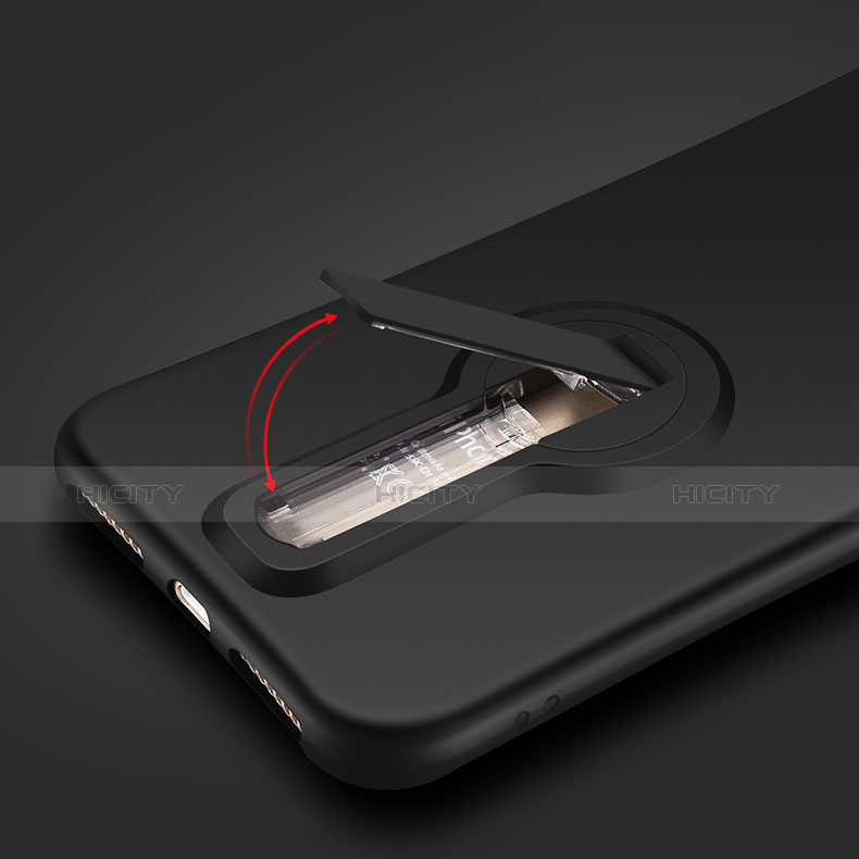 Silikon Hülle Handyhülle Gummi Schutzhülle mit Ständer S02 für Apple iPhone 7 Schwarz