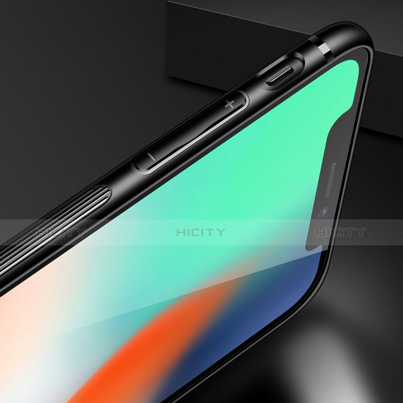 Silikon Hülle Handyhülle Gummi Schutzhülle Spiegel C01 für Apple iPhone X Schwarz groß