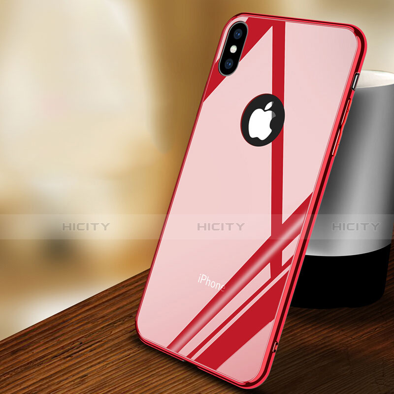 Silikon Hülle Handyhülle Gummi Schutzhülle Spiegel für Apple iPhone X Rot groß