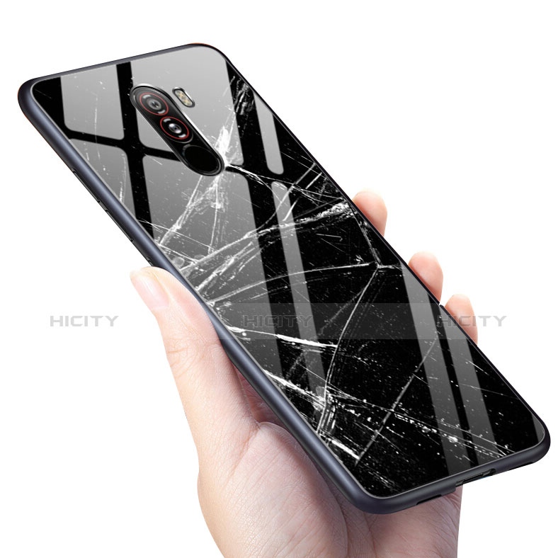 Silikon Hülle Handyhülle Gummi Schutzhülle Spiegel M01 für Xiaomi Pocophone F1 Schwarz