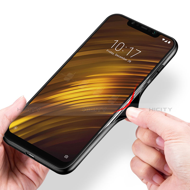 Silikon Hülle Handyhülle Gummi Schutzhülle Spiegel M01 für Xiaomi Pocophone F1 Schwarz