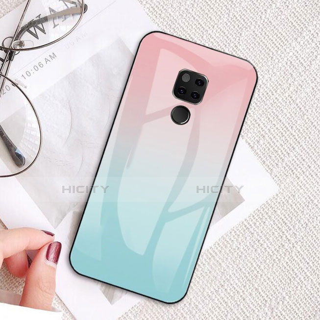 Silikon Hülle Handyhülle Gummi Schutzhülle Spiegel M02 für Huawei Mate 20 Cyan