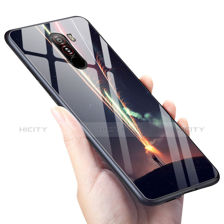 Silikon Hülle Handyhülle Gummi Schutzhülle Spiegel M02 für Xiaomi Pocophone F1 Schwarz