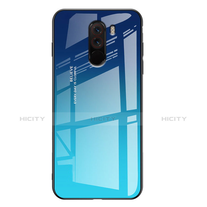 Silikon Hülle Handyhülle Gummi Schutzhülle Spiegel M03 für Xiaomi Pocophone F1 Blau