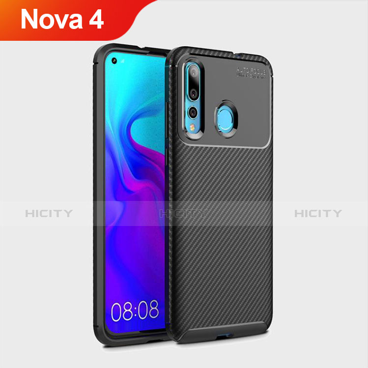 Silikon Hülle Handyhülle Gummi Schutzhülle Tasche Köper für Huawei Nova 4 Schwarz