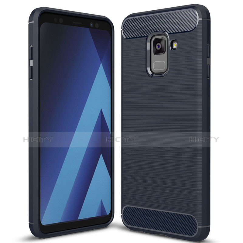 Silikon Hülle Handyhülle Gummi Schutzhülle Tasche Köper für Samsung Galaxy A8+ A8 Plus (2018) A730F Blau