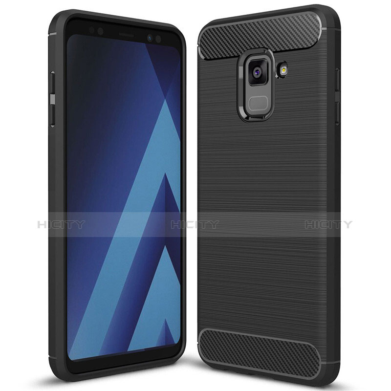 Silikon Hülle Handyhülle Gummi Schutzhülle Tasche Köper für Samsung Galaxy A8+ A8 Plus (2018) Duos A730F Schwarz