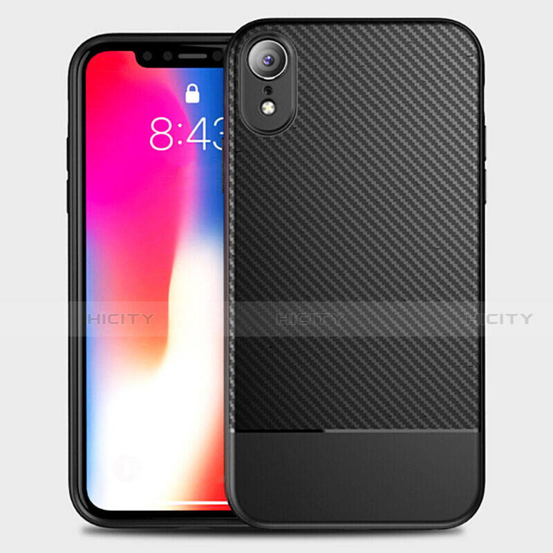 Silikon Hülle Handyhülle Gummi Schutzhülle Tasche Köper S01 für Apple iPhone XR Schwarz