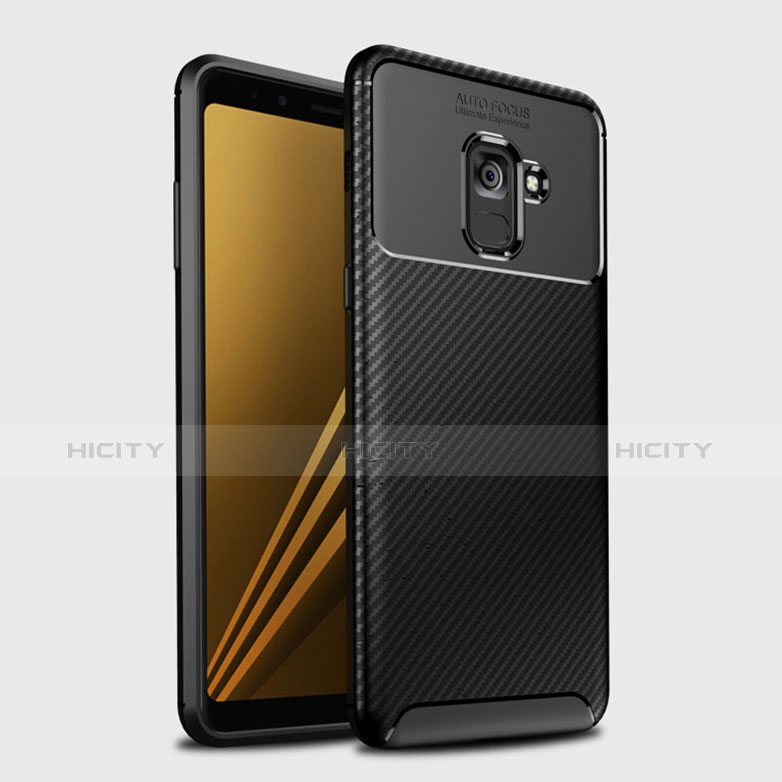 Silikon Hülle Handyhülle Gummi Schutzhülle Tasche Köper S01 für Samsung Galaxy A8+ A8 Plus (2018) A730F Schwarz