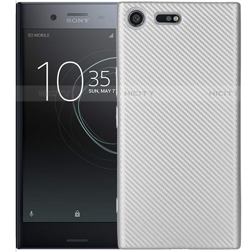 Silikon Hülle Handyhülle Gummi Schutzhülle Tasche Köper S01 für Sony Xperia XZ1 Compact Silber