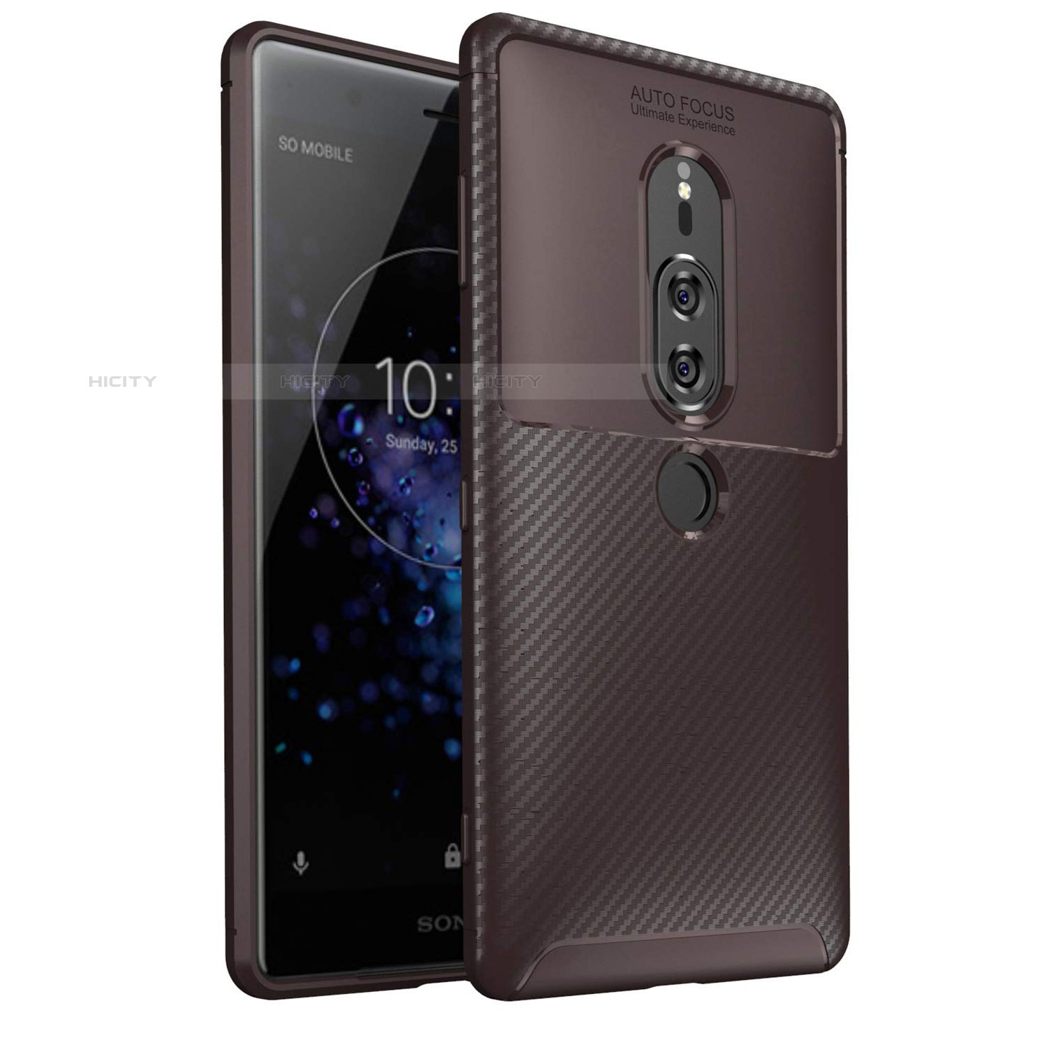 Silikon Hülle Handyhülle Gummi Schutzhülle Tasche Köper S01 für Sony Xperia XZ2 Premium Braun Plus