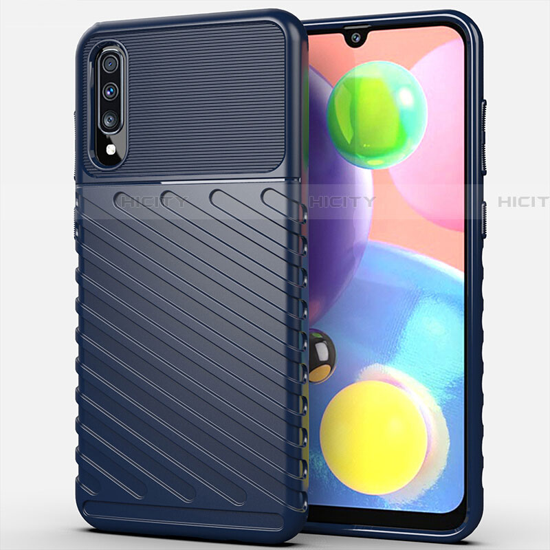 Silikon Hülle Handyhülle Gummi Schutzhülle Tasche Köper Y01 für Samsung Galaxy A70 Blau