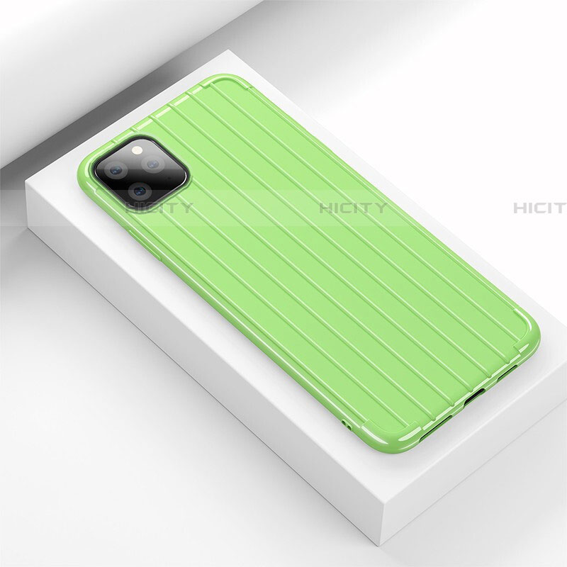 Silikon Hülle Handyhülle Gummi Schutzhülle Tasche Line C01 für Apple iPhone 11 Pro Max Grün Plus