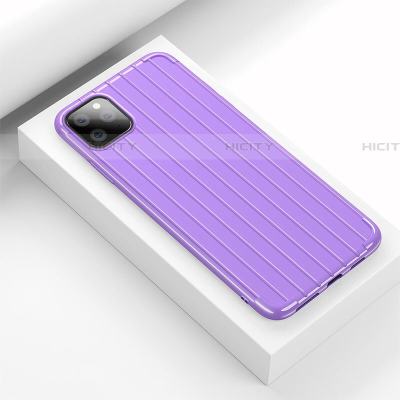Silikon Hülle Handyhülle Gummi Schutzhülle Tasche Line C01 für Apple iPhone 11 Pro Max Violett Plus