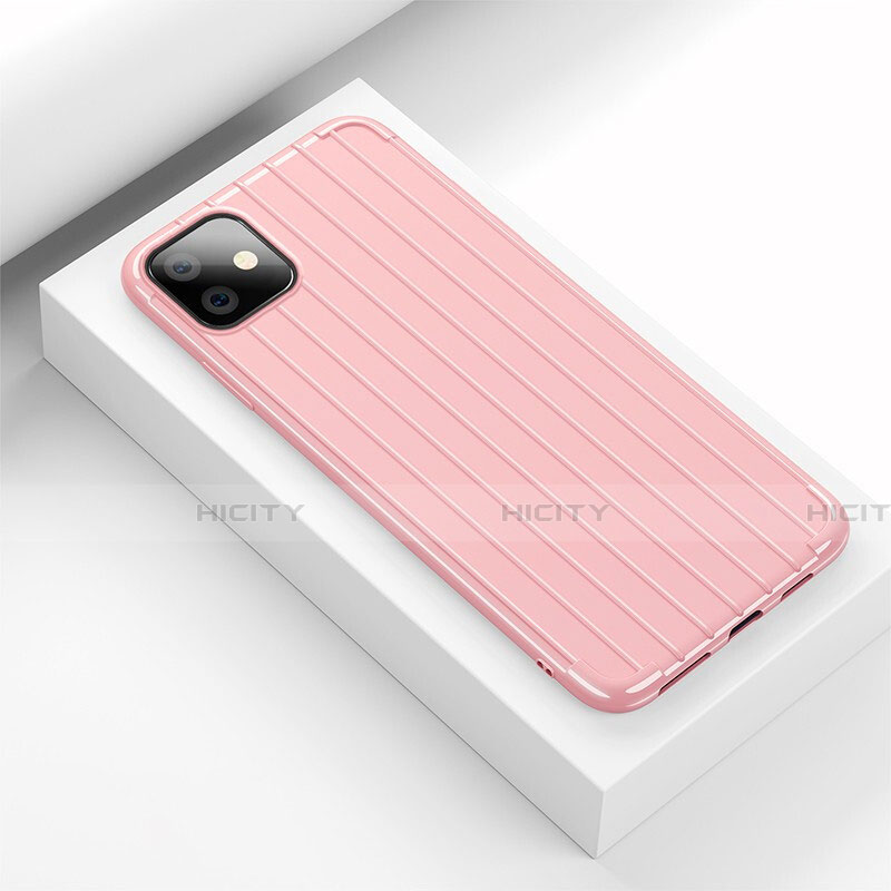 Silikon Hülle Handyhülle Gummi Schutzhülle Tasche Line C01 für Apple iPhone 11 Rosa