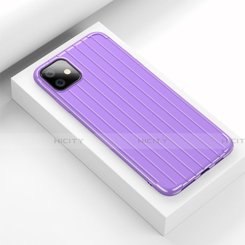 Silikon Hülle Handyhülle Gummi Schutzhülle Tasche Line C01 für Apple iPhone 11 Violett