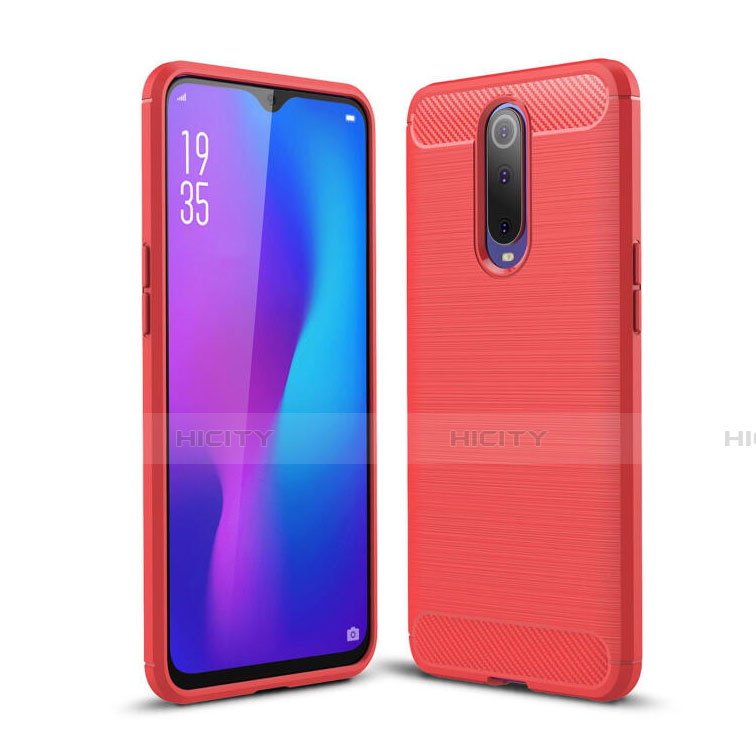 Silikon Hülle Handyhülle Gummi Schutzhülle Tasche Line C01 für Oppo R17 Pro Rot