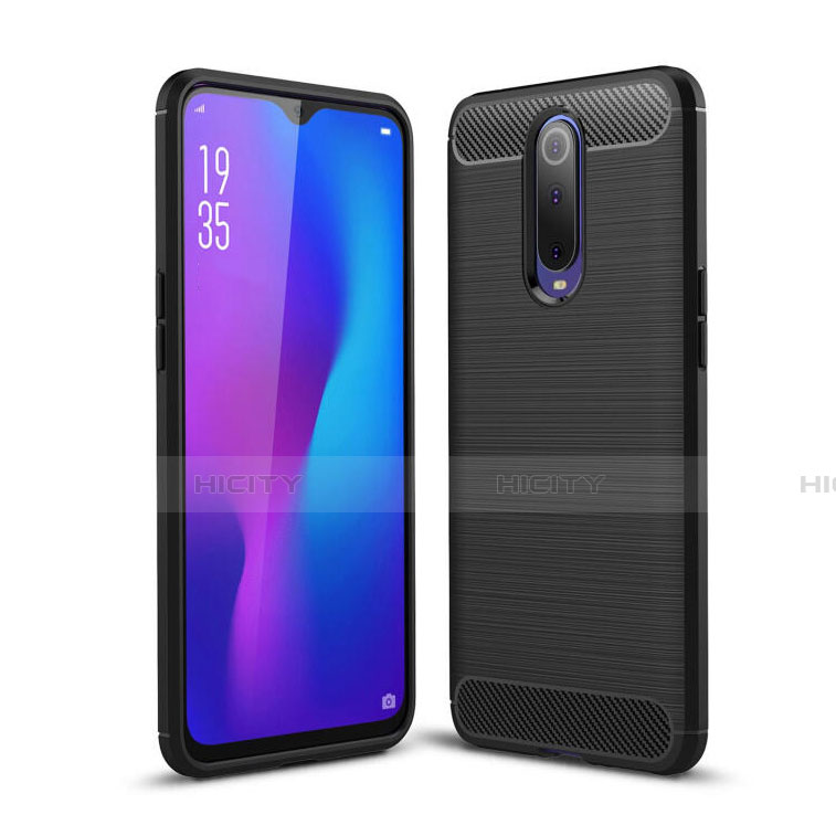 Silikon Hülle Handyhülle Gummi Schutzhülle Tasche Line C01 für Oppo R17 Pro Schwarz