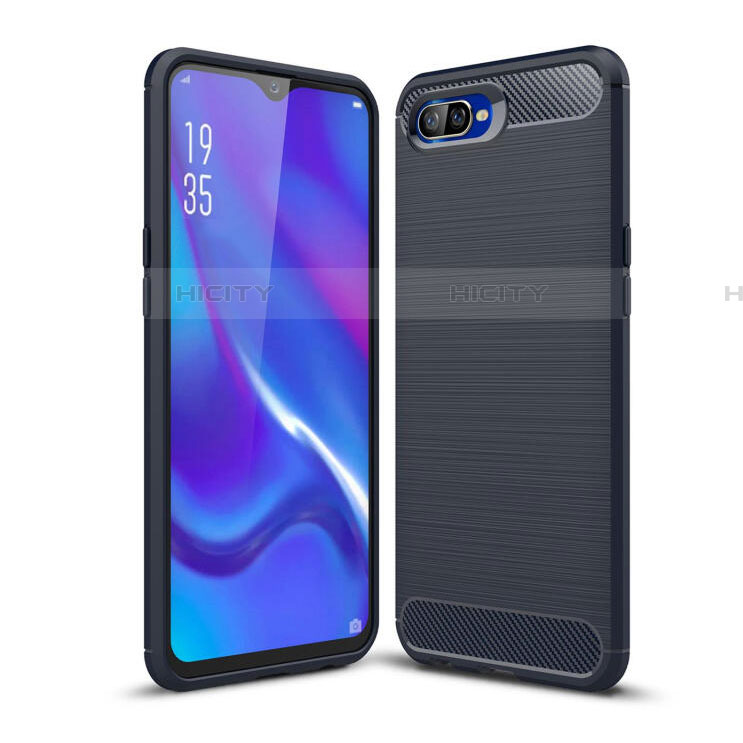 Silikon Hülle Handyhülle Gummi Schutzhülle Tasche Line C01 für Oppo RX17 Neo Blau