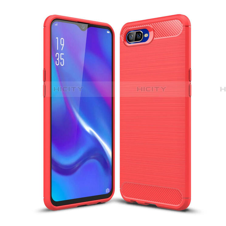 Silikon Hülle Handyhülle Gummi Schutzhülle Tasche Line C01 für Oppo RX17 Neo Rot