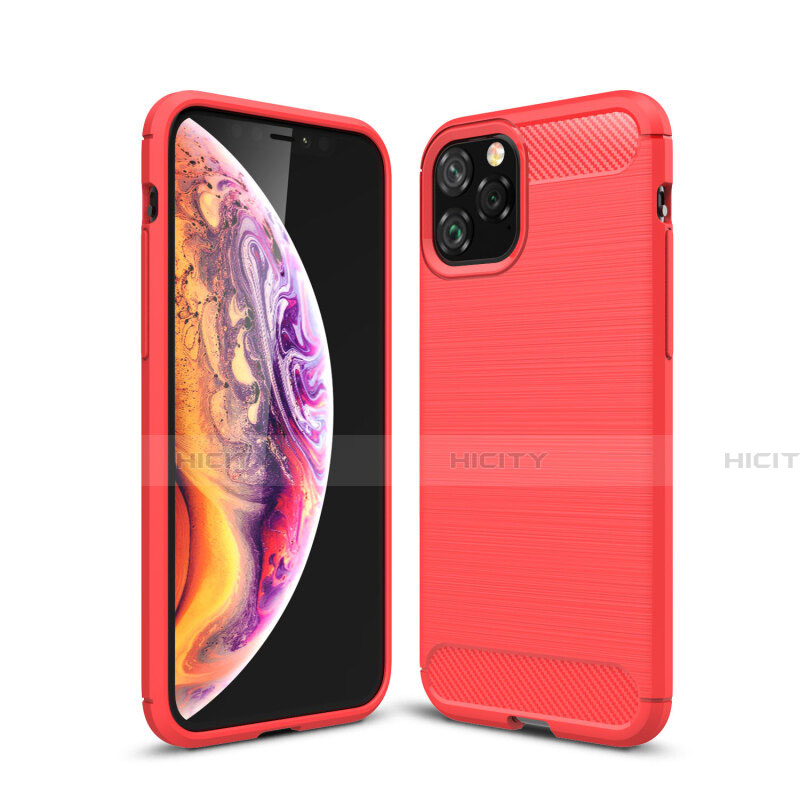 Silikon Hülle Handyhülle Gummi Schutzhülle Tasche Line C02 für Apple iPhone 11 Pro Rot Plus