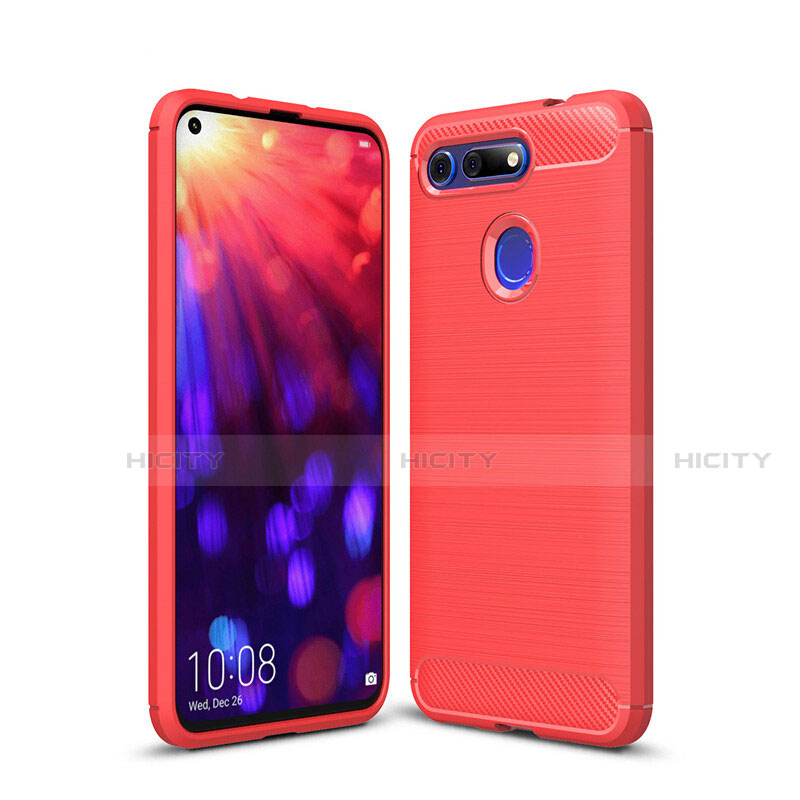 Silikon Hülle Handyhülle Gummi Schutzhülle Tasche Line C02 für Huawei Honor V20 Rot