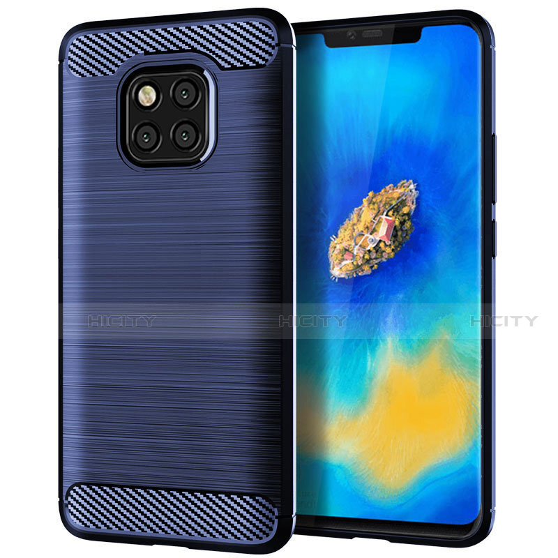 Silikon Hülle Handyhülle Gummi Schutzhülle Tasche Line C02 für Huawei Mate 20 Pro Blau