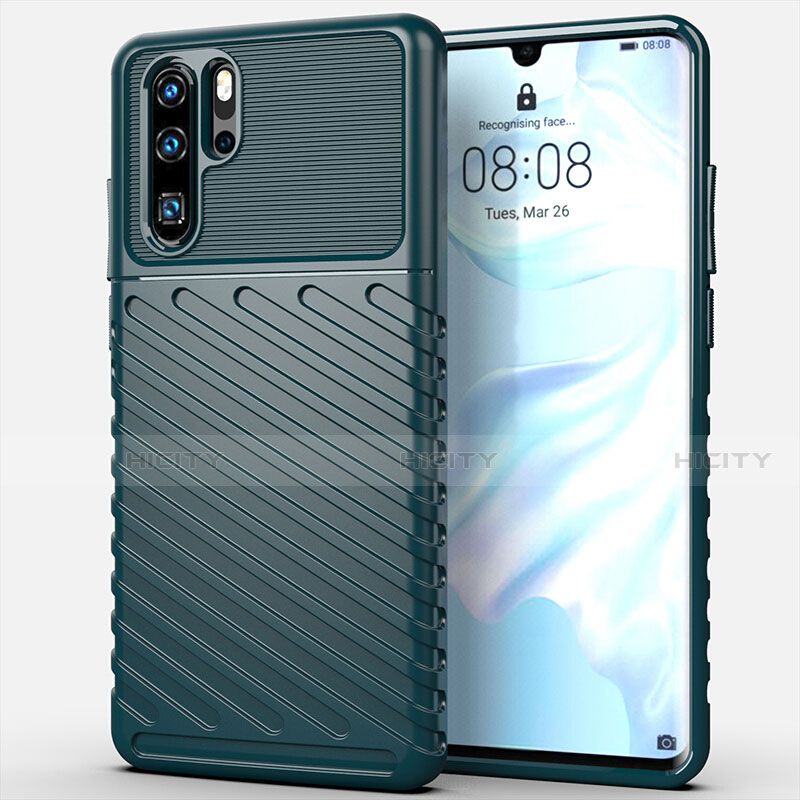 Silikon Hülle Handyhülle Gummi Schutzhülle Tasche Line C03 für Huawei P30 Pro New Edition Grün