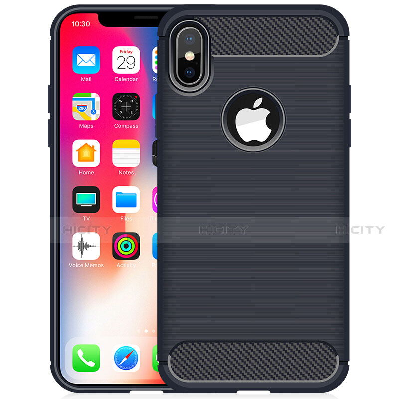 Silikon Hülle Handyhülle Gummi Schutzhülle Tasche Line für Apple iPhone X groß