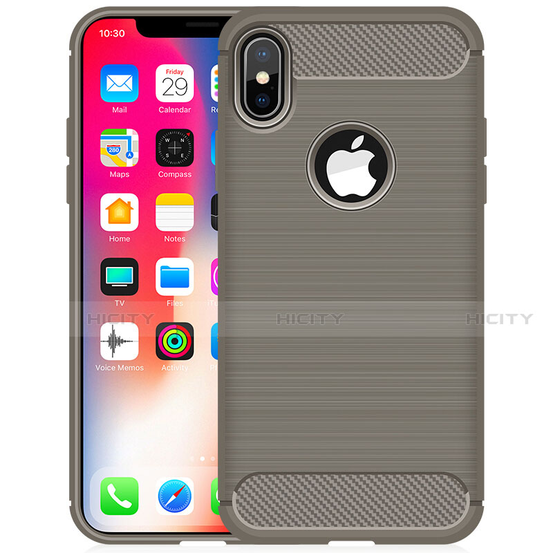 Silikon Hülle Handyhülle Gummi Schutzhülle Tasche Line für Apple iPhone X groß