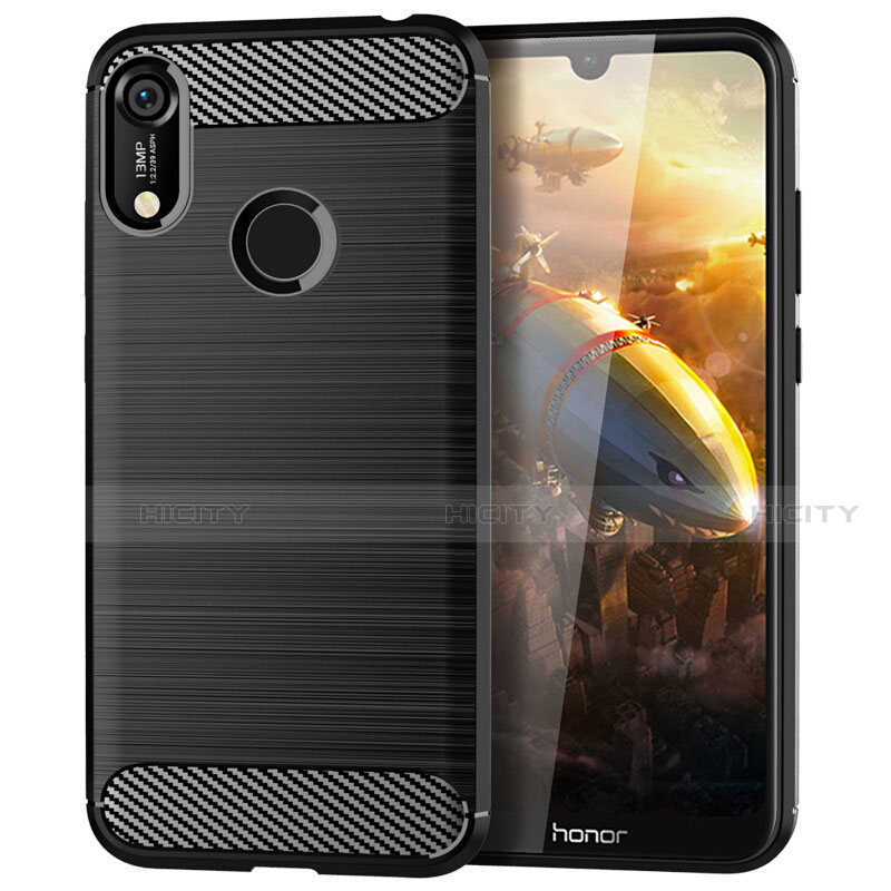 Silikon Hülle Handyhülle Gummi Schutzhülle Tasche Line für Huawei Honor 8A Schwarz