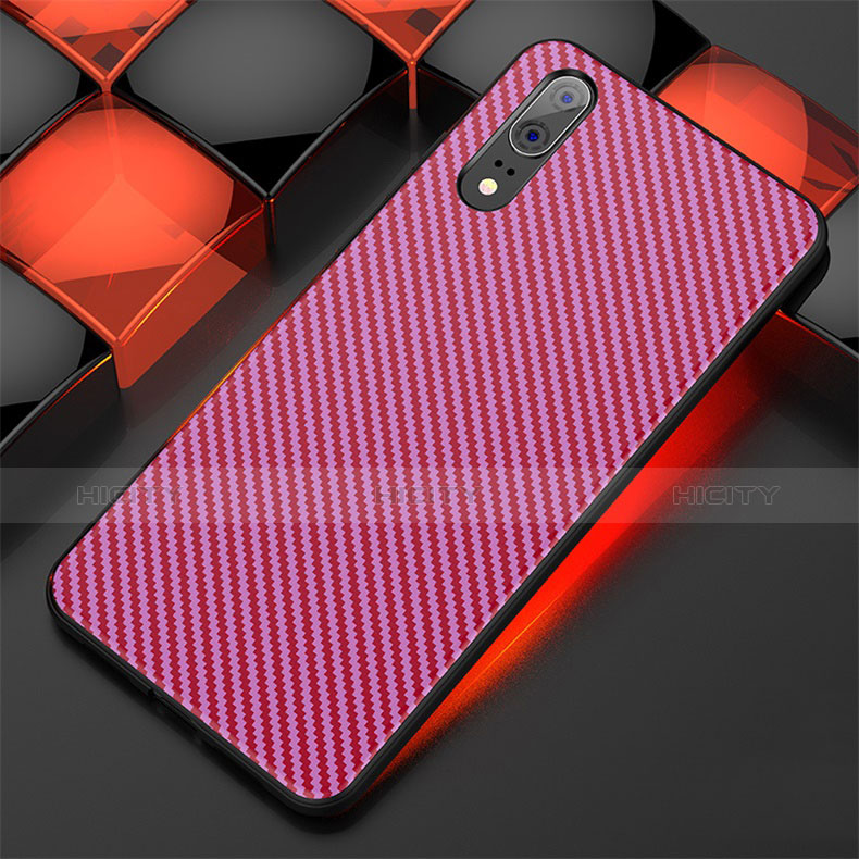 Silikon Hülle Handyhülle Gummi Schutzhülle Tasche Line für Huawei P20 Pink Plus