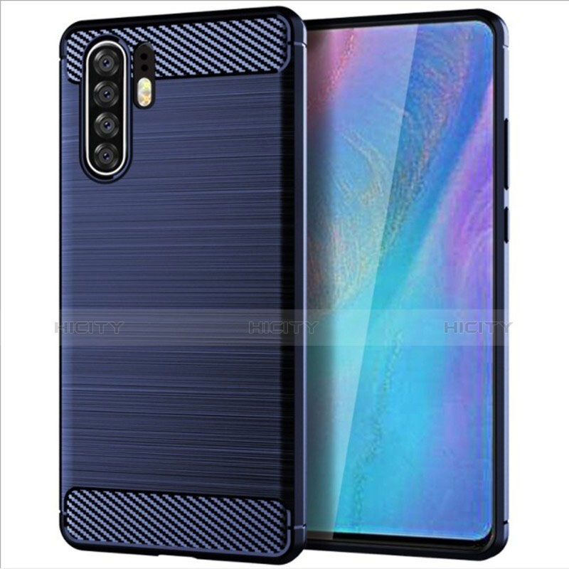 Silikon Hülle Handyhülle Gummi Schutzhülle Tasche Line für Huawei P30 Pro Blau