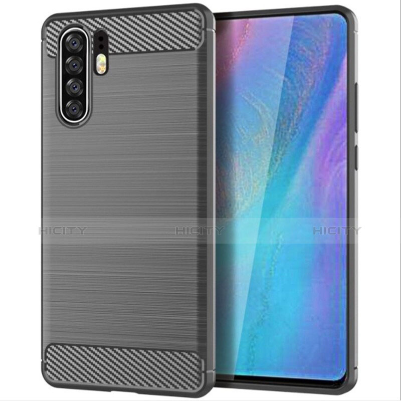 Silikon Hülle Handyhülle Gummi Schutzhülle Tasche Line für Huawei P30 Pro New Edition Grau