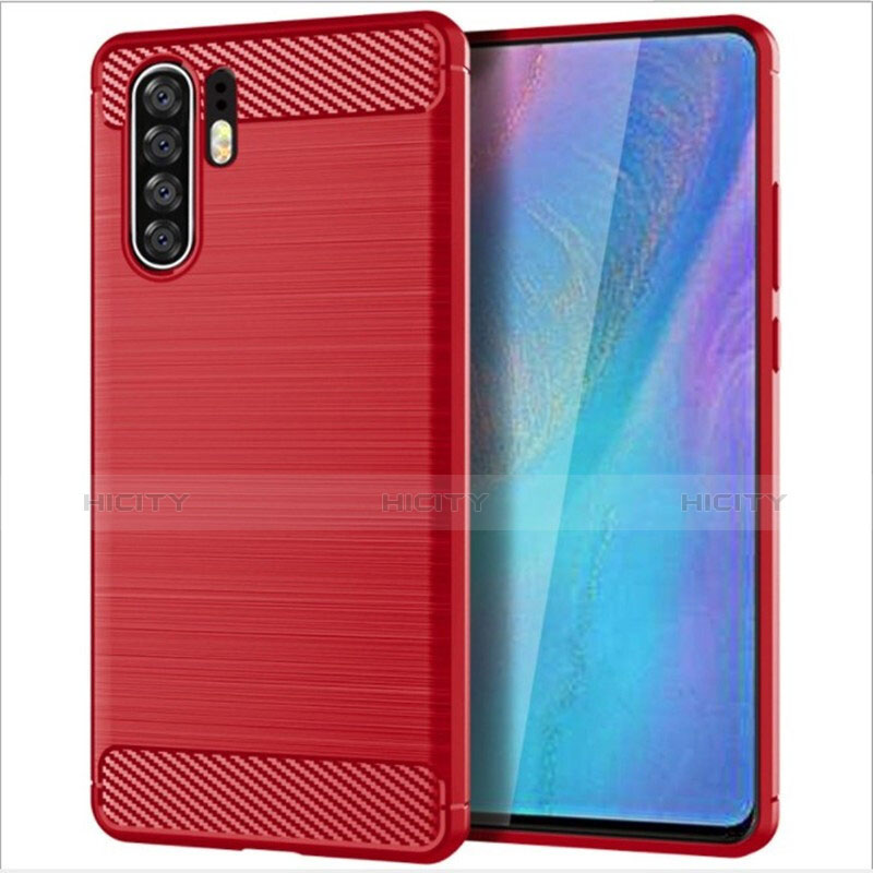 Silikon Hülle Handyhülle Gummi Schutzhülle Tasche Line für Huawei P30 Pro New Edition Rot