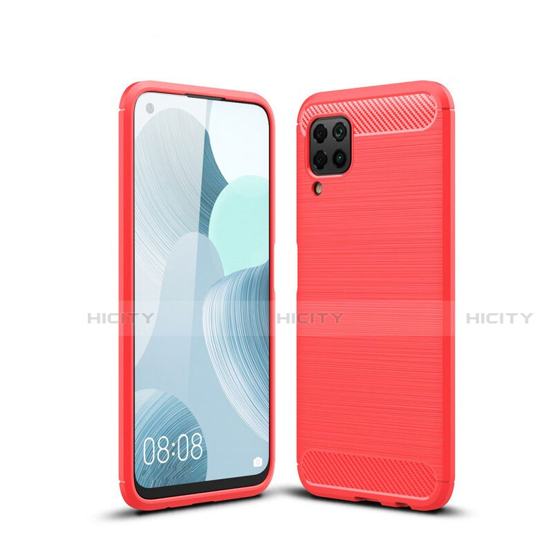 Silikon Hülle Handyhülle Gummi Schutzhülle Tasche Line für Huawei P40 Lite Rot