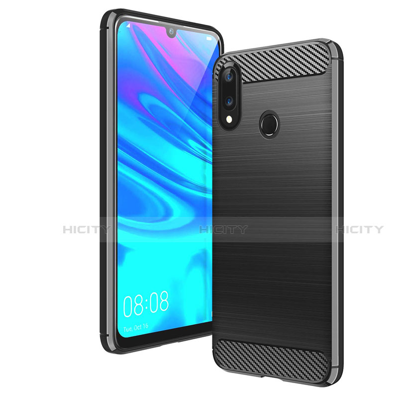 Silikon Hülle Handyhülle Gummi Schutzhülle Tasche Line für Huawei Y7 Pro (2019) Schwarz