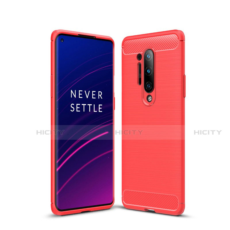 Silikon Hülle Handyhülle Gummi Schutzhülle Tasche Line für OnePlus 8 Pro Rot