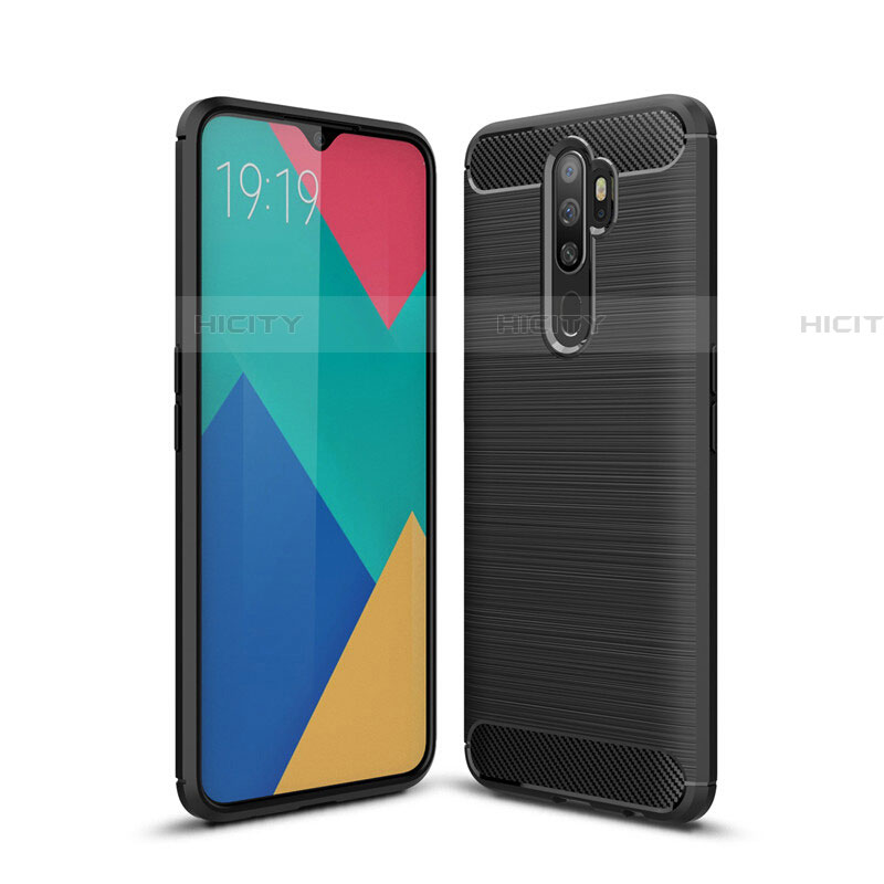 Silikon Hülle Handyhülle Gummi Schutzhülle Tasche Line für Oppo A11 Schwarz