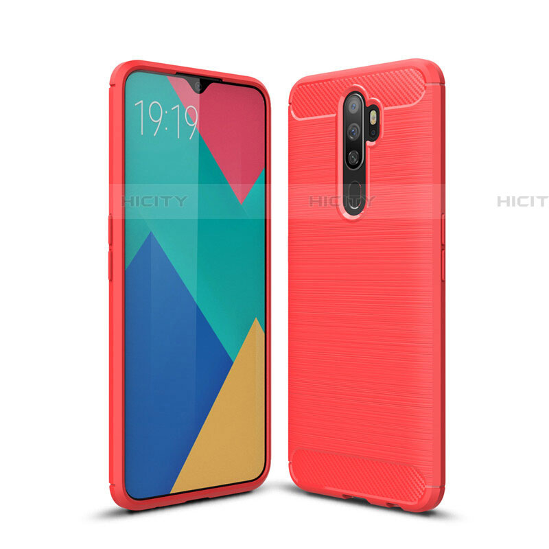 Silikon Hülle Handyhülle Gummi Schutzhülle Tasche Line für Oppo A11X Rot