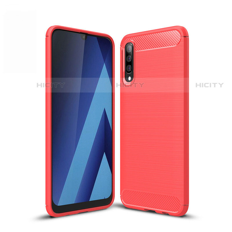 Silikon Hülle Handyhülle Gummi Schutzhülle Tasche Line für Samsung Galaxy A30S Rot